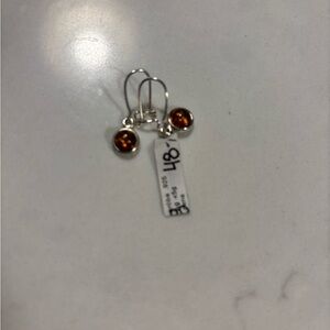 Silver Earrings with Baltic Amber